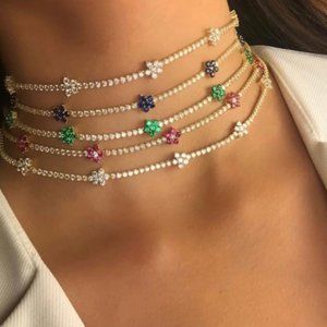 Chain for Women Statment Colorful Flower Necklace